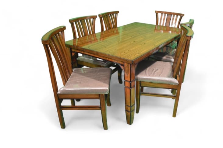 Segur Sheesham Wood 6 Seater Dining Set In Provincial Teak Finish