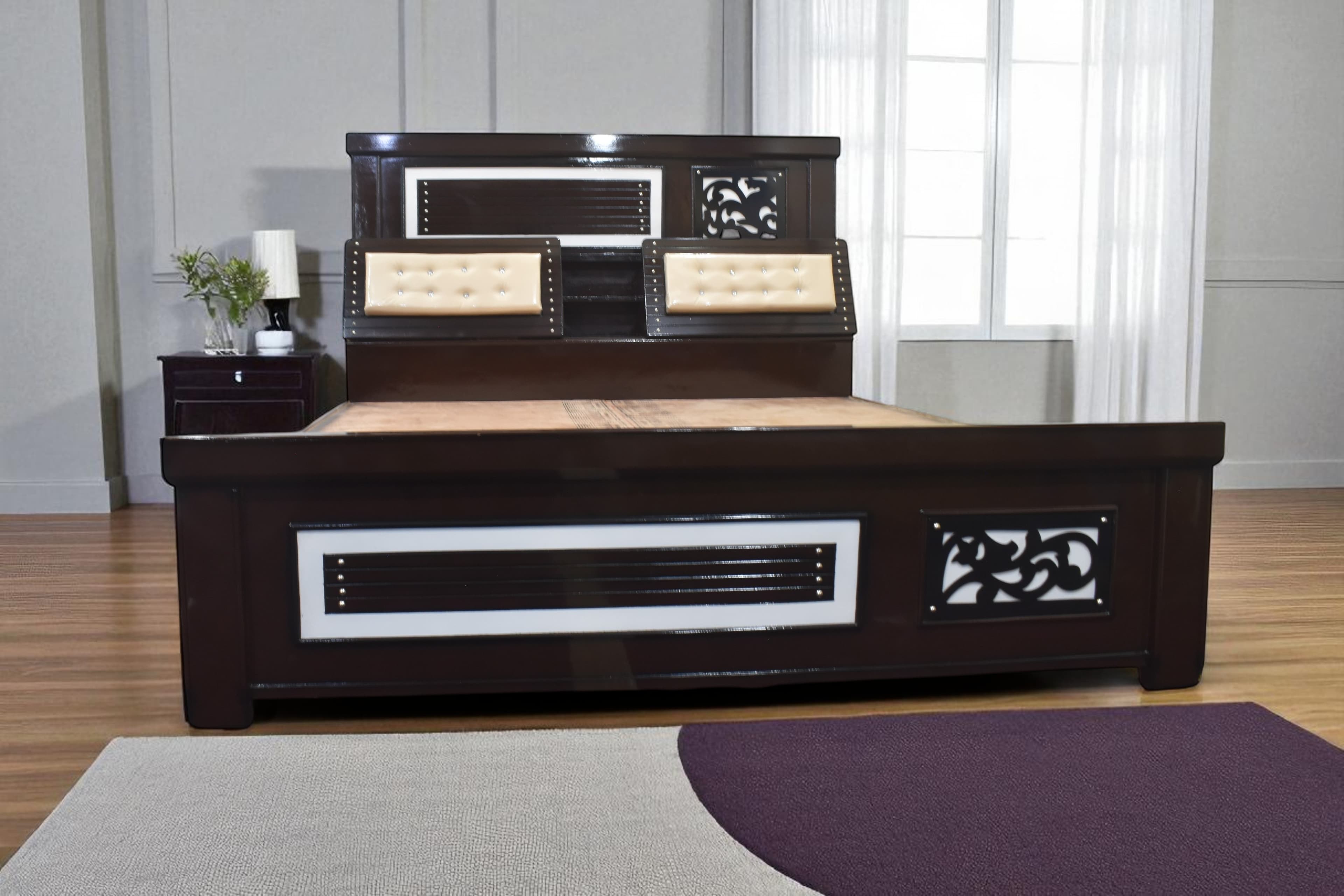 Midnight Bloom head box bed in brown colour