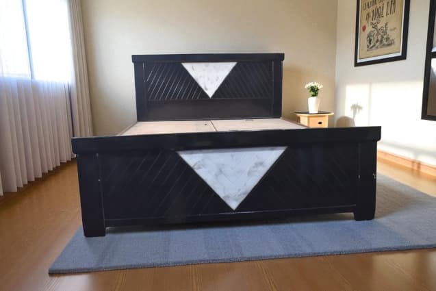 V-Point Elegance King Size Bed In Provincial black Finish with storage