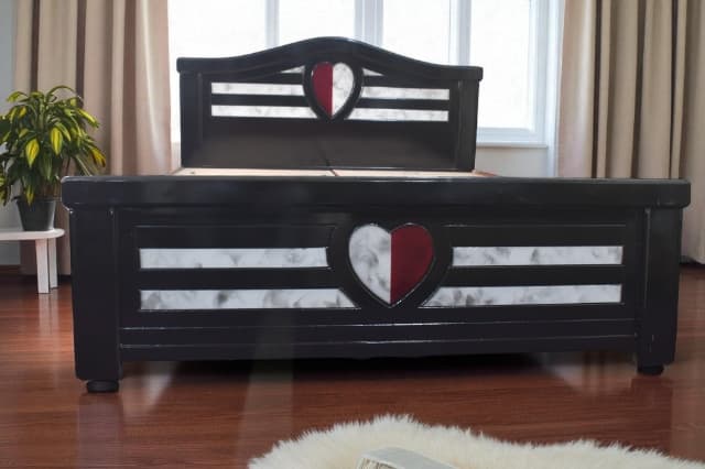 Lover’s Harmony  King Size Bed In Provincial black Finish with storage