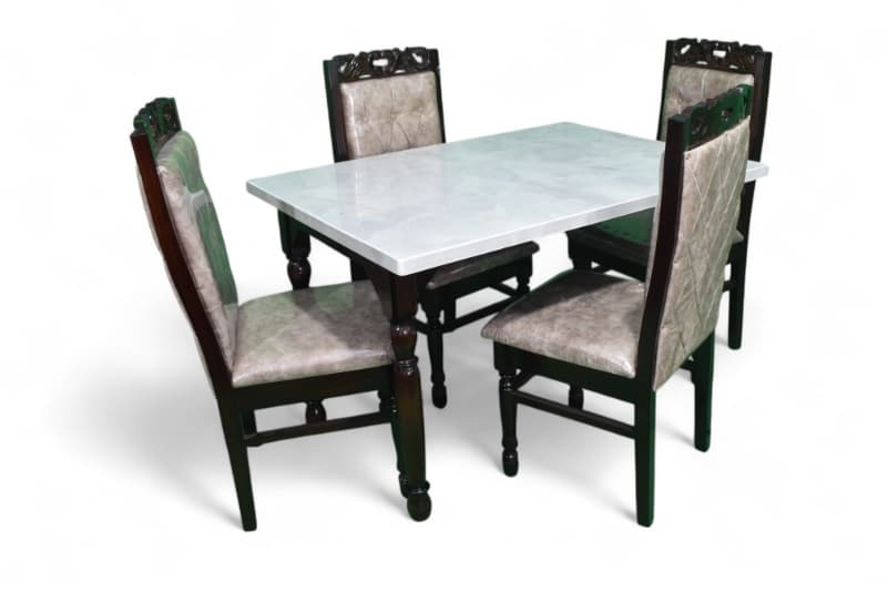 miko Solid Wood 4 Seater Dining Set In dark wood Finish 