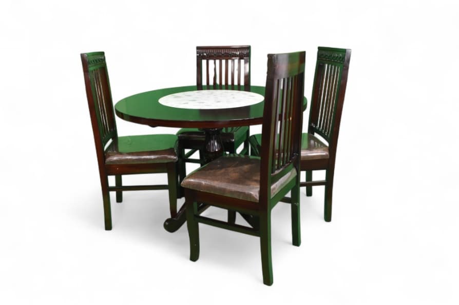 Antara Sheesham dark brown Wood 4 Seater Round Dining Table 